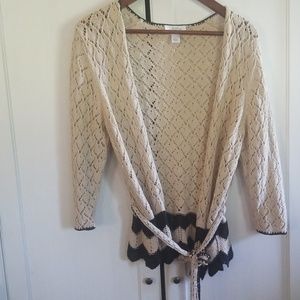 LOFT Sweaters - Loft cover up cardigan tie sweater crochet large LOFT Sweaters - Loft cover up cardigan tie sweater crochet large